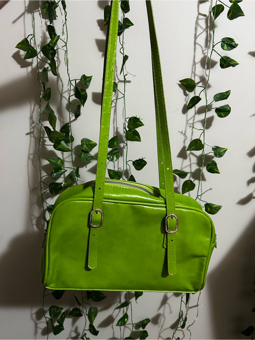Green Bowler Bag with Adjustable Straps
